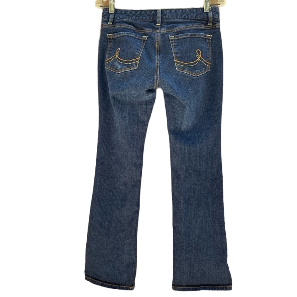 Ann Taylor Loft 5 Pocket Dark Blue Denim Original Boot Cut Jeans Size 6 Petite - Picture 3 of 10